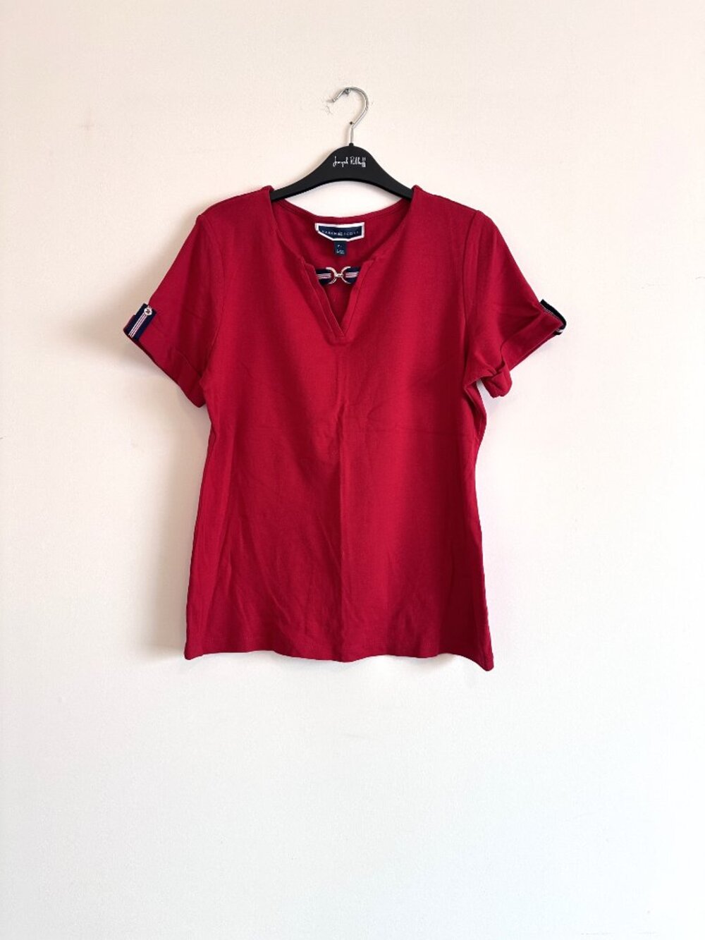 100% Cotton Red Short Sleeve Top